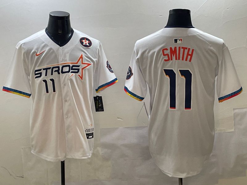 Men Houston Astros #11 Smith White Fourth generation Joint Name 2025 Nike MLB Jersey style 1